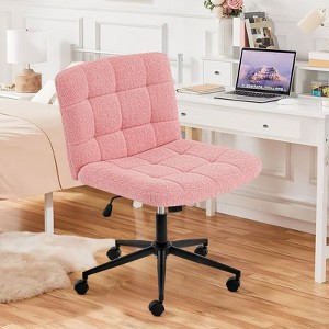 NicBex 25"Wide Cross Legged Chair Teddy Home Office Chair with Wheels&Adjustable Height,360° Swivel Chair for Home,Office,Vanity,Makeup&Study - 1 of 4