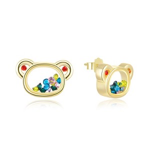 Floating CZ Bear Earrings, Necklace, or Set Gold Plated Sterling Silver Ginger Lyne Collection - 1 of 4