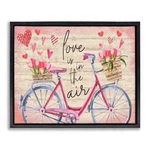 Stupell Industries Love In The Air Tulip Bike Basket Black Framed Floater Canvas Wall Art - 1 of 4