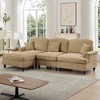 L-Shaped Sectional Sofa with Flared Arms, Removable Ruffles Pleats Skirts & Spindle Legs, Chenille Deep Seat Couch with Movable Ottoman - 4 of 4