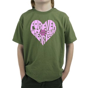 LA Pop Art Forever In Our Hearts - Boy's Word Art T-Shirt - 1 of 4