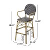 Set of 2 Outdoor Wicker and Aluminum 29.5" French Barstools,Bamboo Print Finish-Christopher Knight Home - 3 of 4