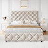 Full Size Bed Frame with 4 Storage Drawers and Headboard, Linen Upholstered Platform Bed Frame - 3 of 4