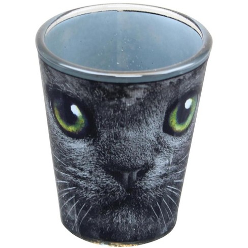 Just Funky Black Cat With Green Eyes 2oz Shot Glass Target