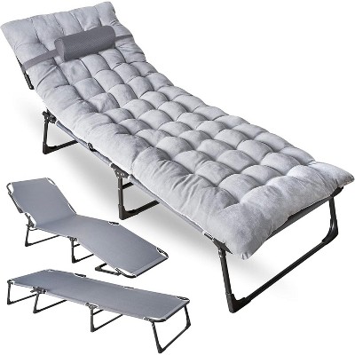 Zone tech Folding Travel Cot & Cot Pad Premium Quality 4 Positions Adjustable, Portable, for Adult and Kids-Perfect for Camping, Lawn, Patio, Beach