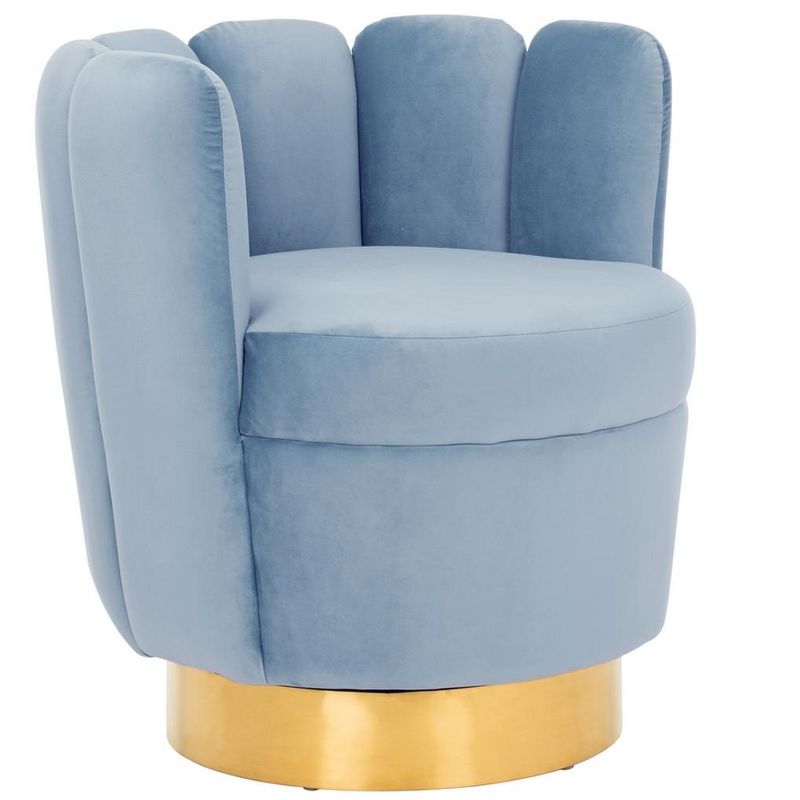 Arrow Swivel Velvet Chair - Light Blue - Safavieh., 3 of 10
