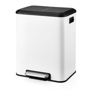 GustoWave Dual Trash Can, 2 x 4 Gal (2 x 15L) Stainless Steel Trash Can - with Removable Plastic Inner Buckets - 1 of 4