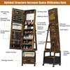 360° Swivel Jewelry Armoire with Storage Shelf and Drawer, 66 Inch High Full-Length Mirror, Floor Standing Jewelry Organizer Cabinet with Wheels - 3 of 4