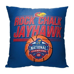 NCAA 2022 National Basketball Champions Kansas Jayhawks Throw Pillow 18x18 Inches - 1 of 2