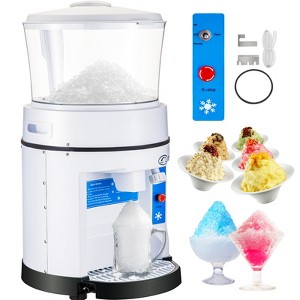VEVOR 110V Commercial Ice Shaver Crusher 1100LBS/H with 17.6 LBS Hopper, 350W Tabletop Electric Snow Cone Maker 320 RPM Rotate Speed, White - 1 of 4