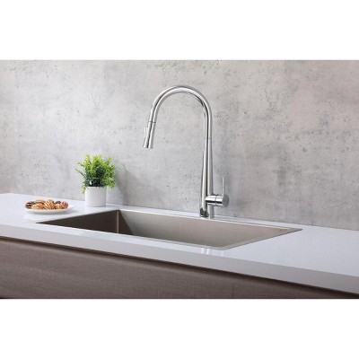 Brushed Gold Stainless Steel Gooseneck Pull-Down Kitchen Faucet