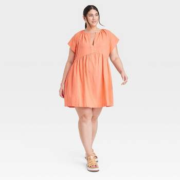 Women's Short Sleeve Linen Mini Shift Dress - Universal Thread™