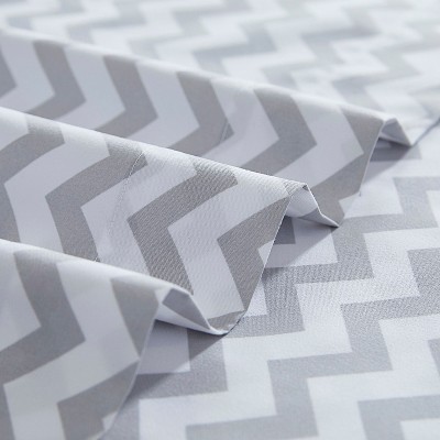 Full Chevron Gray Microfiber Deep Pocket Sheet Set