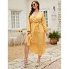 Clearlove Women's Plus Size V-Neck Long Sleeves A-Line Pleated Floor Length Formal Dress - 3 of 4