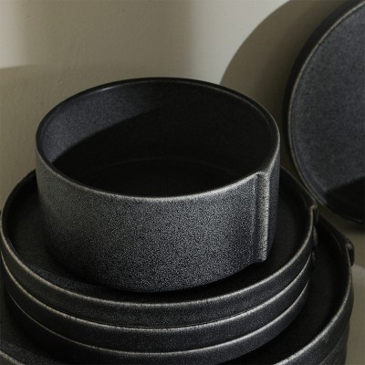 Charcoal Ceramic 24-Piece Dinnerware Set, Service for 8