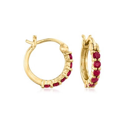 RS Pure by Ross-Simons 0.40 ct. t.w. Ruby Huggie Hoop Earrings in 14kt Yellow Gold