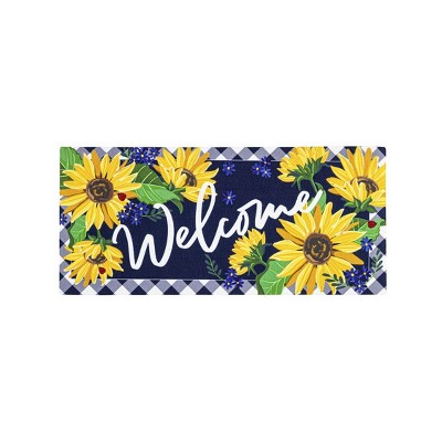 Evergreen Sunflower Welcome Sassafras Indoor Outdoor Switch Doormat 1'10"x10" Multicolored