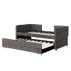 Sapphtopaz Twin Size Daybed with Trundle and Storage Drawers Chenille Upholstered Bed Frame with Tufted Arm Space-Saving Sofa Bed for Apartment - 4 of 4