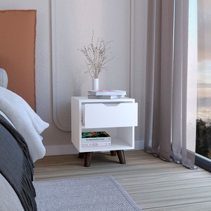 TIRAMISUBEST Nightstand with 1 Open Storage Shelf - White Mobile File Cabinet - 1 of 4