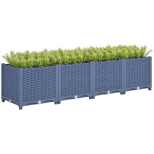 Outsunny Raised Flower Bed, Plastic Planter Box with Drainage Holes for Vegetables, Herbs, Flowers & Succulents - 1 of 4