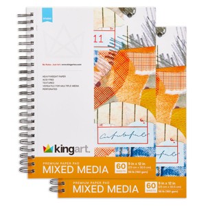 KINGART Mixed Media Paper 9x12 60 Sheets 2-Pack - 1 of 4