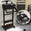 QingMoon Wooden Valet Stand, Vertical Clothing Organizer, Freestanding Suit Stand with Storage Drawer and Shoe Rack for Living Room and Bedroom - 3 of 4
