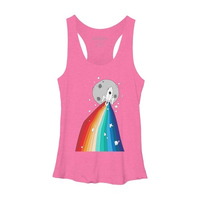 Adult Design By Humans Rainbow Pride Rocket to the Moon By noeldelmar Racerback Tank Top