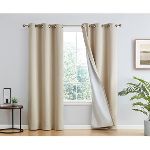 HLC.ME Dakota 100% Blackout Thick Thermal Insulated Energy Efficient Heat Blocking Curtains Grommet Panels, Set of 2 - 1 of 4