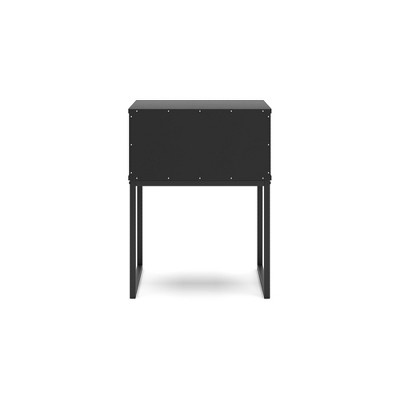Black Modern 1-Drawer Nightstand with Metal Legs