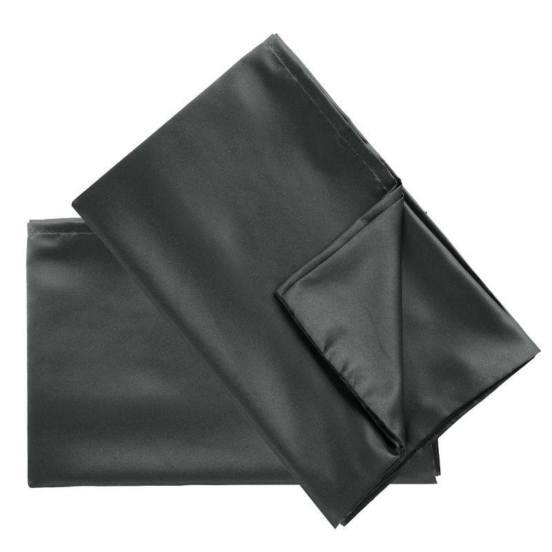 2 Pcs Queen(20"x30") Silky Satin Luxury Pillow Cases Black - PiccoCasa, 6 of 7