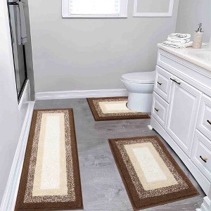 BAGOKIE Ultra Soft 3-Piece Microfiber Bathroom Rug Set - 1 of 4