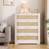 Zstar Modern Tall Rattan 4 Drawer Dresser or Living Room, Hallway, Entryway, Bedroom - 4 of 4