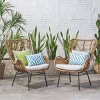 Set of 2 Modern Wicker Accent Arm Chairs with Cushions, Indoor/Outdoor Lounge Chairs for Patio, Balcony, or Sunroom – The Pop Home - 3 of 4