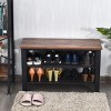 3-Tier Shoe Rack，Industrial Shoe Bench with Storage Shelves for LivingRoom Brown - 3 of 4