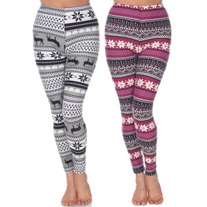 Women's Pack of 2 Leggings - One Size Fits Most - White Mark - 1 of 1