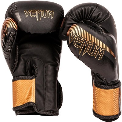 Venum Impact Monogram Hook and Loop Boxing Gloves - 14 oz. -  Black/Pink/Gold 