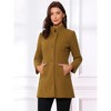 INSPIRE CHIC Women's Winter Stand Collar Single Breasted Mid-thigh Long Overcoat - 2 of 4