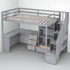 Twin Size Loft Bed with L-Shaped Desk, Drawers, Cabinet and Storage Stairs, Space-Saving Wood Frame for Kids - 3 of 4