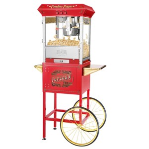 Great Northern Popcorn 8 oz. Pasadena Popcorn Machine- Kettle, Old Maids Drawer, Warming Tray and Scoop with Cart- Red - 1 of 4
