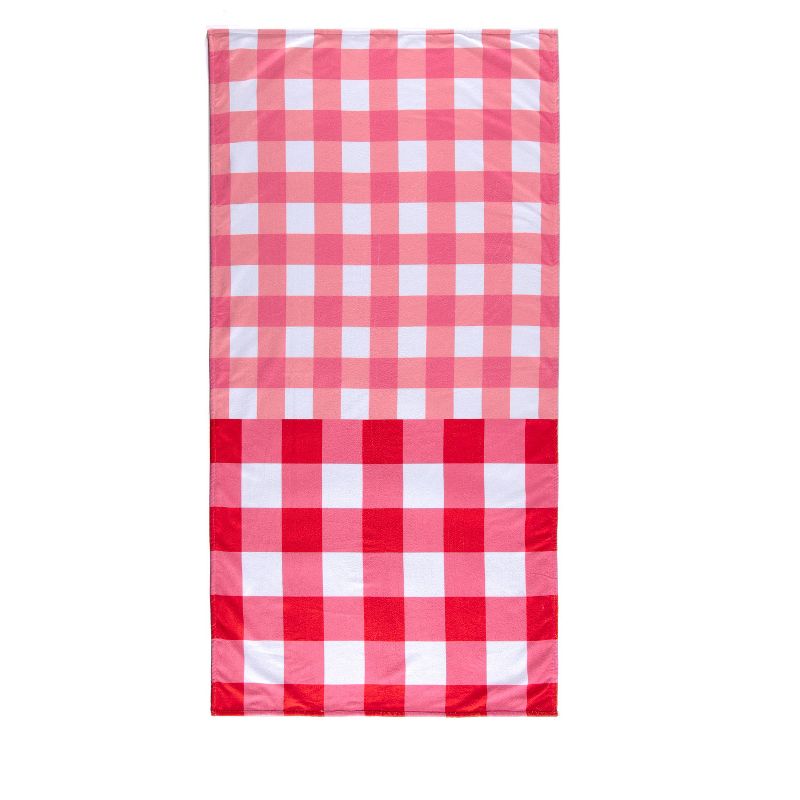Shiraleah Pink and White Checkered Beach Towel, 1 of 6