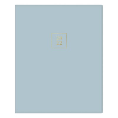 2022 Planner 8" x 10" Weekly/Monthly Bookbound Faux Leather Solid Blue - Rachel Parcell by Blue Sky