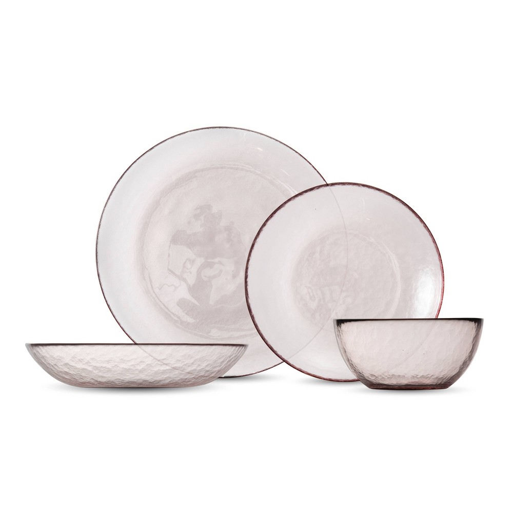 Photos - Glass 16pc Los Cabos Place Dinnerware Set Pink - Fortessa Tableware Solutions