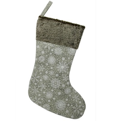 Kaemingk 15" Gray Snowflake Saturation Christmas Stocking