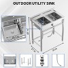 36x21x40 inch Kitchen Sink Stainless Steel Commercial 2 Compartment Utility Sink - 2 of 4