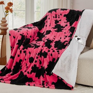 Inhand Heated Blanket Electric Throw - 50"x60" Cow Print Flannel Heating Blanket Throw Auto-Off 10 Heat Level Over-Heat Protection - 1 of 4