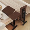 VisioGear Bedside Table, Folding Table with Wheels Height Adjustable, Tray Table for Laptop Bed, Sofa Side Table, Walnut&Black, 31.5"*15.7"*38" - 2 of 4