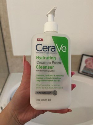 Cerave Hydrating Cream-to-foam Face Wash With Hyaluronic Acid For Normal To  Dry Skin - 16 Fl Oz : Target