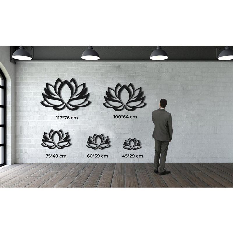Sussexhome Lotus Flower Metal Wall Decor for Home and Outside - Wall-Mounted Geometric Wall Art Decor - Drop Shadow 3D Effect, 3 of 4