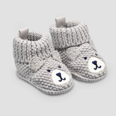 Carter's Just One You® Baby Boys' Knitted Bear Slippers - Gray : Target