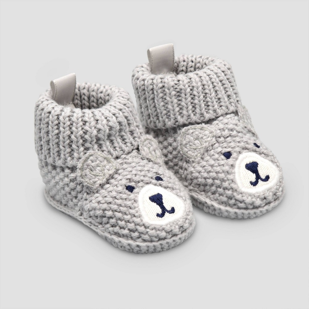 Baby Boys' Knitted Bear Slippers - Just One You made by carter's Gray Newborn